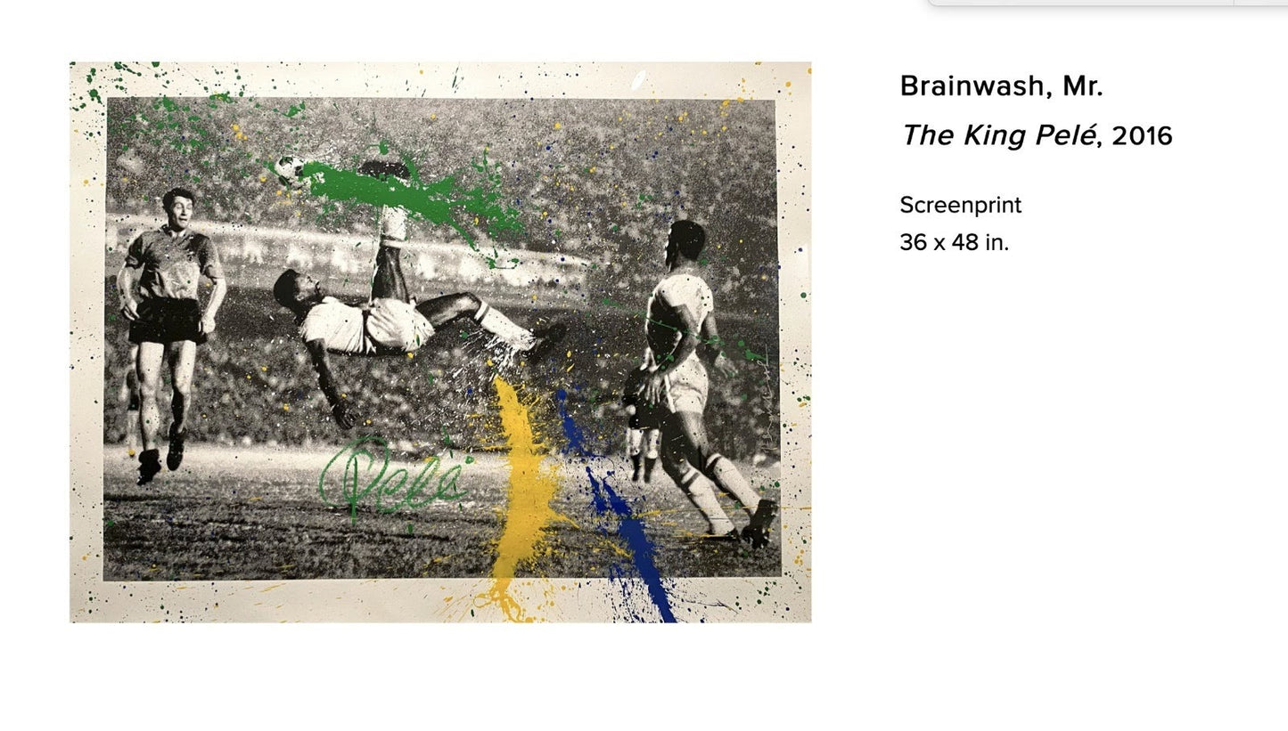 MR. BRAINWASH 'THE KING PELE - 2016' SCREENPRINT, SPRAY PAINT & ACRYLIC